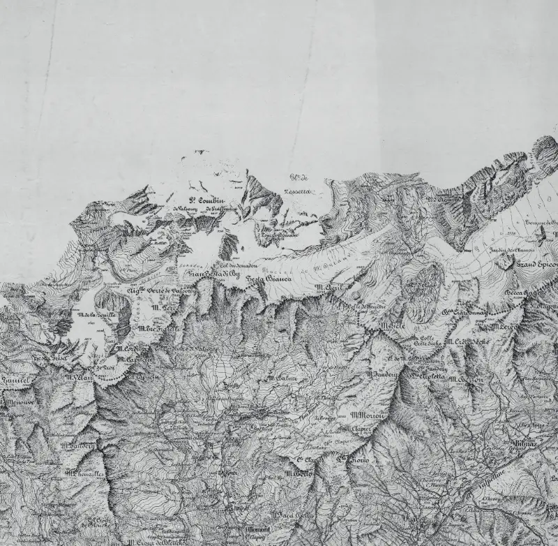 Carta topografica della valle di Ollomont. Istituto Geografico Militare, 1882. Archivio di Stato, Torino.