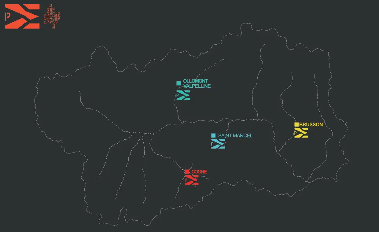 Mappa del parco minerario della Valle d'Aosta